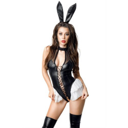 Costume de Lapin Sexy Stacy – Body Lacé Ouvert et Serre-tête Oreilles