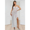Robe longue noire transparente lacée devant
