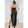 Robe longue noire transparente lacée devant