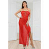 Robe longue noire transparente lacée devant