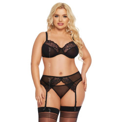 Marelle ensemble dentelle noire 3 pièces